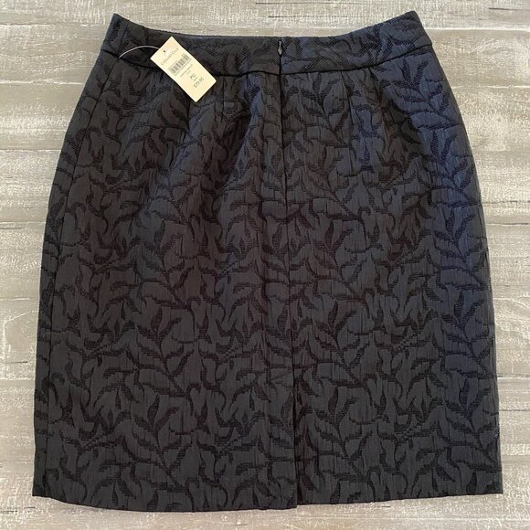 Coldwater Creek Jacquard Pencil Skirt P12 Black Textured Lined Glitter New Slit - Picture 6 of 11